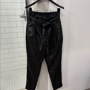 Almost Famous Black Faux Leather Tie-Waist Pants